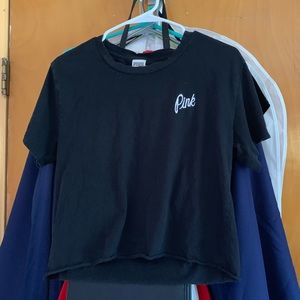 PINK Black Cropped top